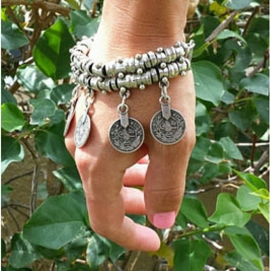 vintage silver coin bracelet