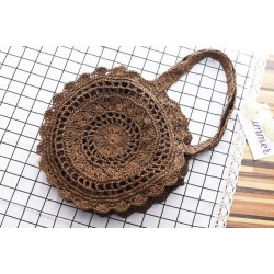 vintage straw knit shoudler bag