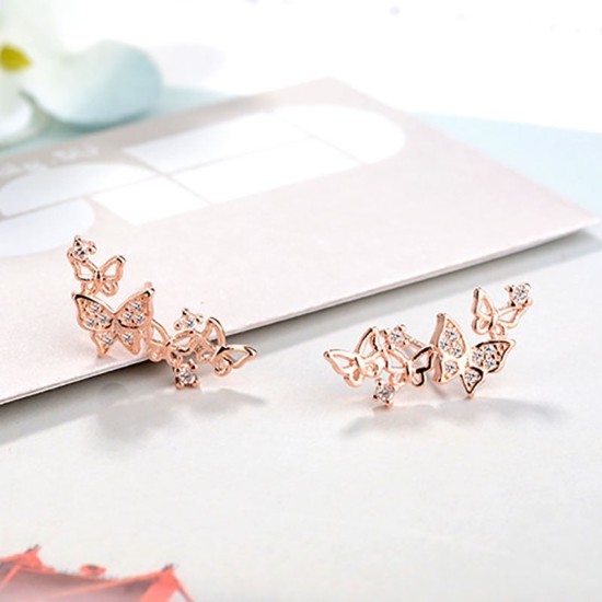 butterfly cluster sterling silver earrings