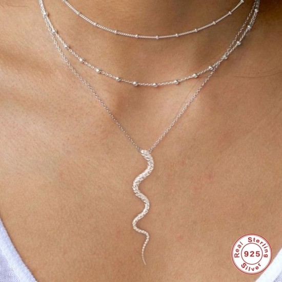 desert snake sterling silver necklace