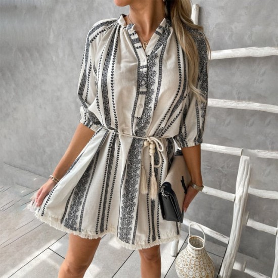 tassel and tie tunic dress